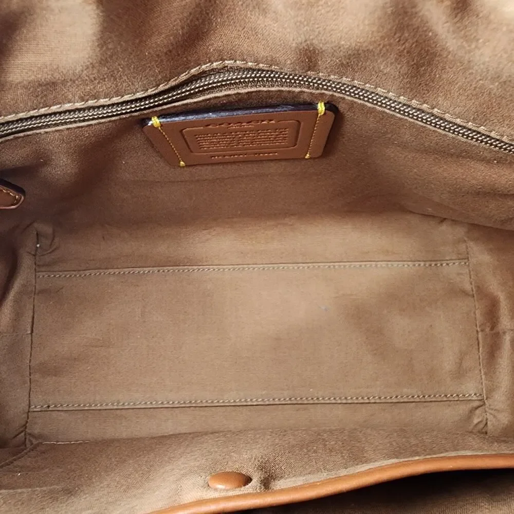 Coach 79364 Signature Ellis Satchel Prairie Canvas Light Nickel Sand Taupe